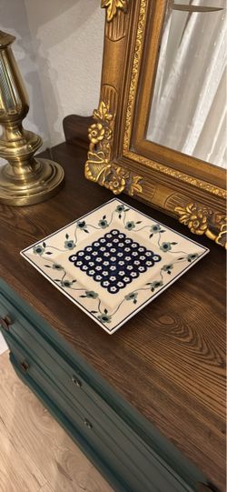 Polish Pottery Square Decorative Plate