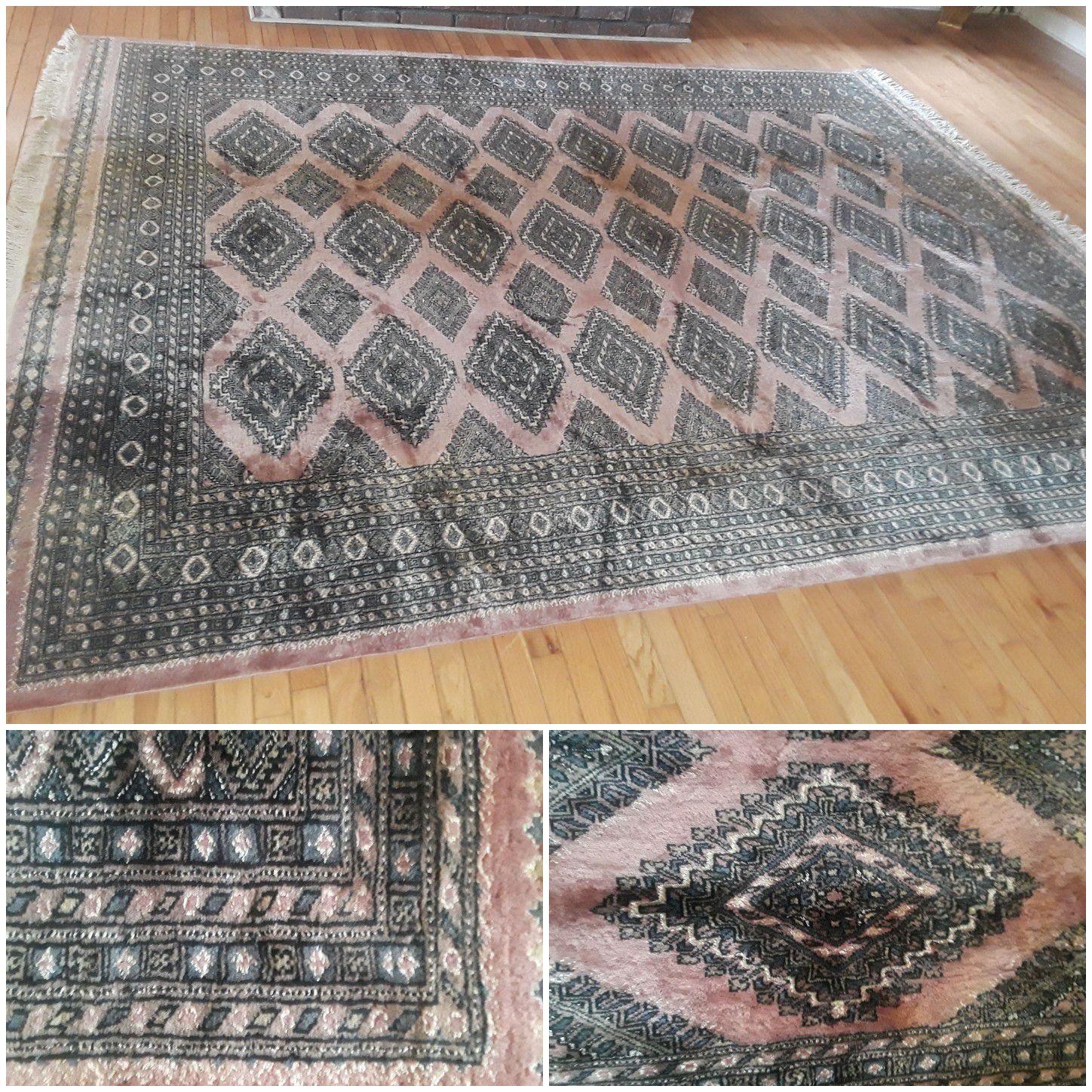 Large Hand Knotted Vintage Area Rug