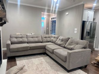 Large Gray L-Shaped Sectional Sofa
