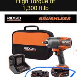 RIDGID High Torque 1,300 Impact Wrench Kit Brand NEW 