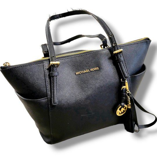 Michael Kors Black Tote Handbag - Jet Set Leather