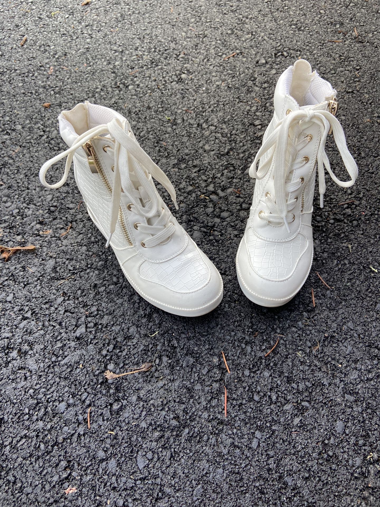 White Wedge Sneakers