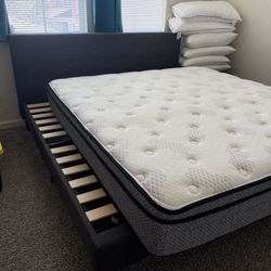 King Size Bed Frame with Headboard and Mattress
