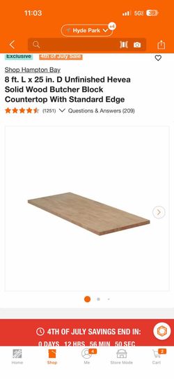 5 ft. L x 30 in. D Finished Engineered Walnut Butcher Block Desktop Countertop with Standard Edge