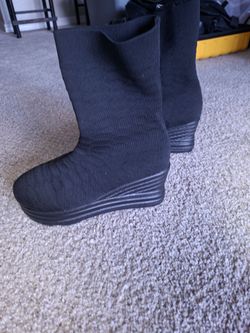 Brand new black cloth boots