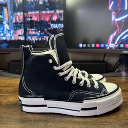 【Brand New】Converse Unisex Adults Chuck Taylor All-Star 70 Hi Plus Canvas Egret, Black Men 7.5, Women 9.5