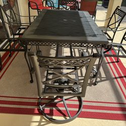 7 Pieces Black  Rectangle Patio Dining Table Set With 6 Chairs 