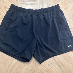 RVCA Men’s Jogger Shorts Size XL Black Back Zip Pocket 