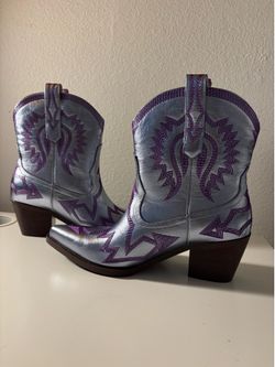 Silver/Purple Cowboy Boots