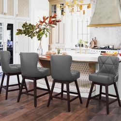 26" H Swivel Bar Stool with Back. Dark Gray 