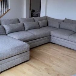 Big Gray Fabric Sectional Couch