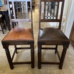 Solid Wood Bar stools With Leather Seats From India 