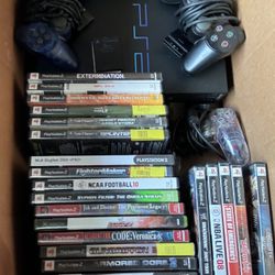 Ps2 With 4 Controllers And 24 Games