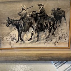 Antique Cowboys Picture Vintage 