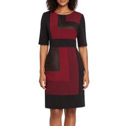 Alex Marie Vintage Inspired Colorblock Faux Suede Mini/Midi Dress