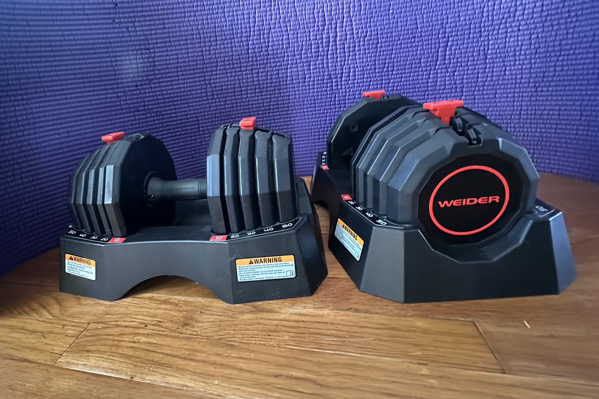 Weider Adjustable Weights 10- 50lbs X2 