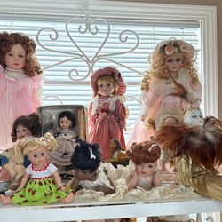 Vintage Porcelain Doll Collection Lot