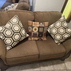 Ashley Sofa And Love Seat Super-Soft Brown Corduroy