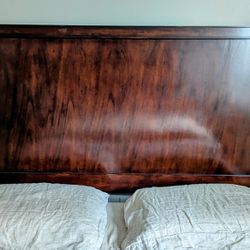Headboard Queen Bed, Solid Wood 