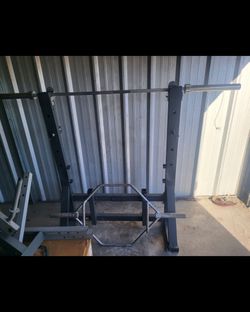Weight Rack, Bar, and Hex Trap