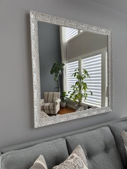 Large Wall Mirror White Ornate Frame
