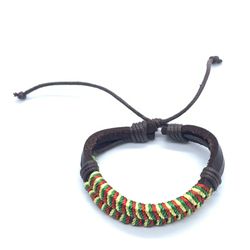 Rasta Hippie Double Cord Braided Leather Handmade Gift Bracelets 7in-11in