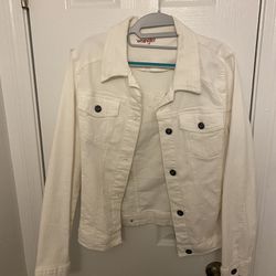 Wrangler Size L White Cotton Denim Jacket Women