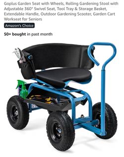 Garden Seat with Wheels, Rolling Gardening Stool