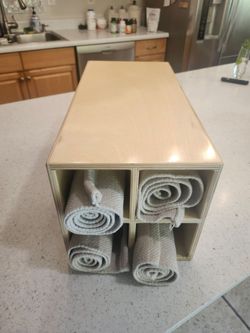 Montessori modular rug holder with 4 Hemmed Work Rugs