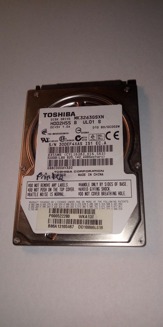 320 GB Toshiba SATA LAPTOP HARD DRIVE
