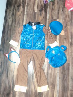 4 Piece Paw Patrol Chase Dog Costume - Size 5/6