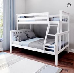 White Wood Twin over Full Bunk Bed