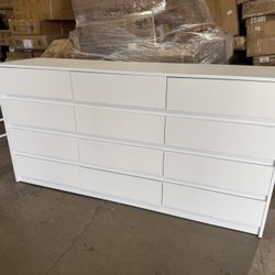 White 12-Drawer 63 in. Width Wooden Dresser, Chest of Drawers, Storage Cabinet for Home Storage without Mirror