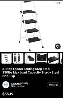 3-Step Folding Step Ladder Steel Non-Slip