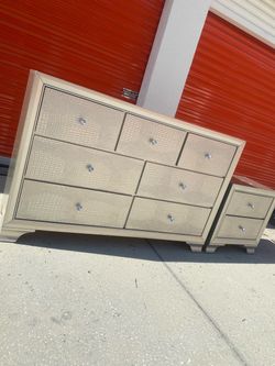Silver Dresser and Nightstand
