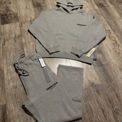 Dark Oatmeal Essentials Hoodie & Open Cuff Sweatpants 
