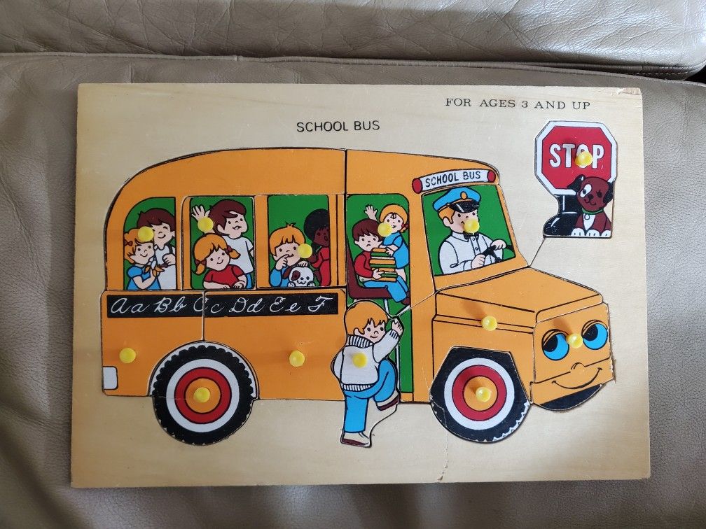 Antique Wooden Kid's Puzzle 12 Pieces