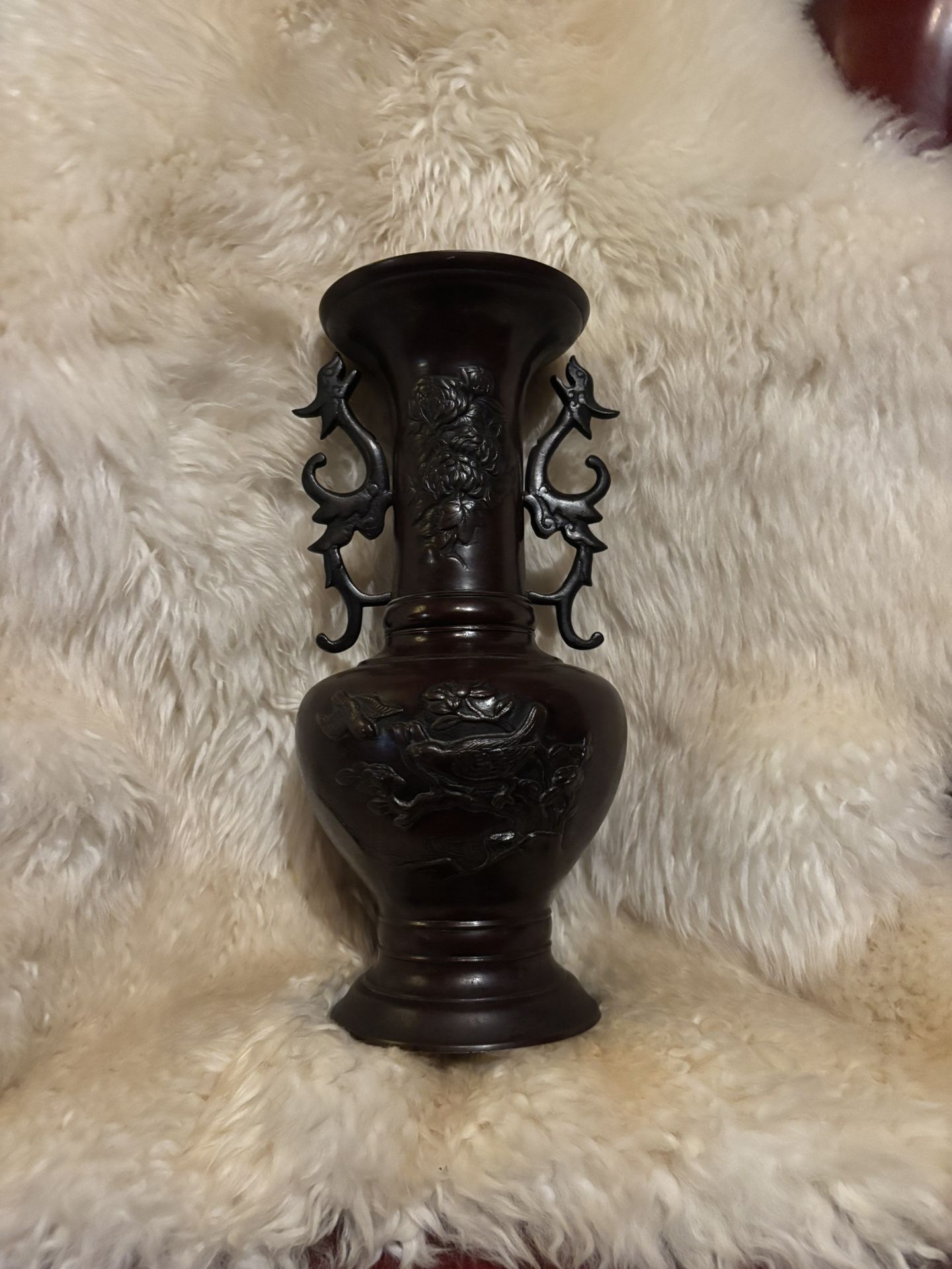 Birds and Blossom Bronze Vase 