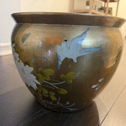 Vintage hand-painted Asian ceramic planter/fish bowl