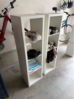 White Open Storage Shelf Towers