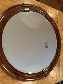 32” LUXURY ROUND WOOD BATHROOM MIRROR