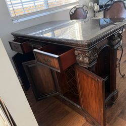Solid Wood Bar And Stools Leather 