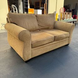 Johnathan Louis Traditional Brown Fabric Loveseat Sofa Clean and Good Condition