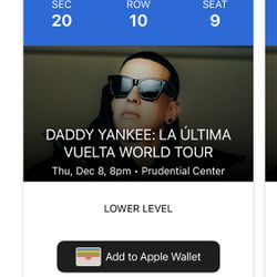 2 Tickets For Daddy Yankee: La Última Vuelta World Tour New Jersey Dec 8th Thumbnail
