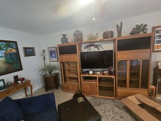 Solid Oak Entertainment Center Adjustable