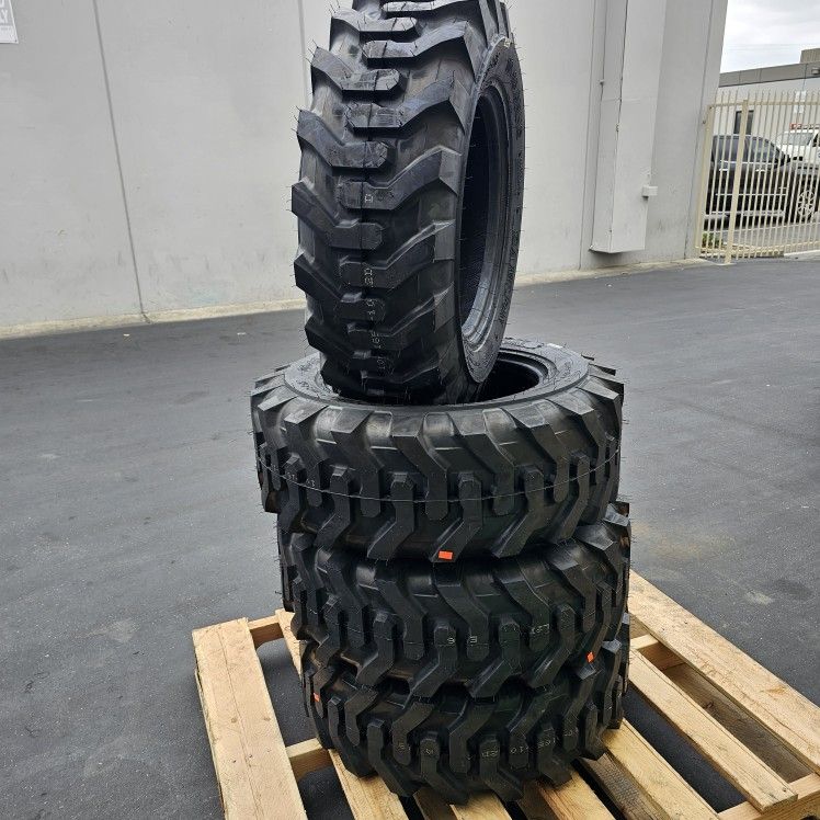 New 4x Set 12-16.5 Tires Bobcat Tractor Skid Steer Skip loader Rim Guard Llantas Nuevas 12.16.5