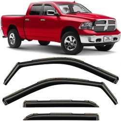 In-Channel Rain Guards for Dodge Ram 2009-2026 Crew and Mega Cab 4-Piece Set