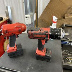 Snap On Half 1/2 Inch And Three Eighths 3/8 Impact Wrench Drills