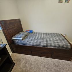 Twin Size Bed Frame With Drawers 