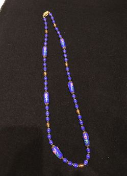 Purple/blue beads w/ painted flowers